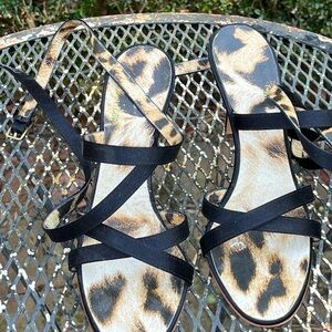 Roberto Cavalli Leopard Print Strappy Sandals